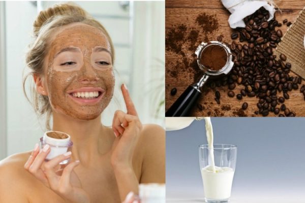 cách làm trắng da bằng bã cà phê và sữa tươi