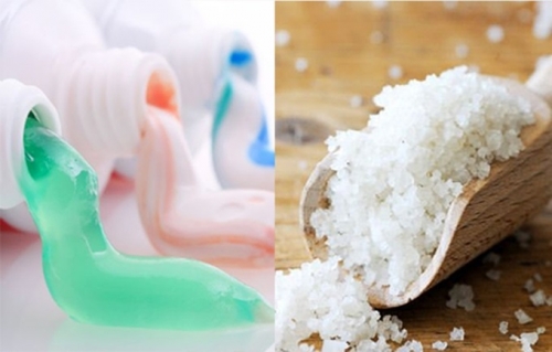 cách làm trắng da mặt bằng kem đánh răng và muối
