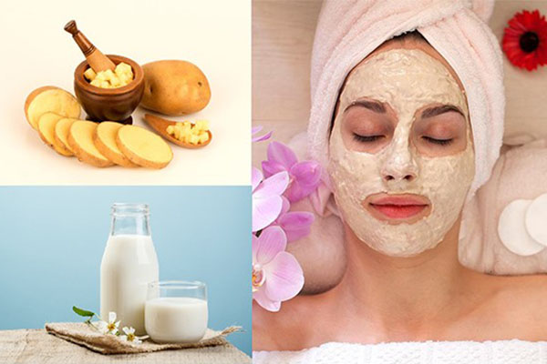 cách làm trắng da mặt với sữa tươi và khoai tây
